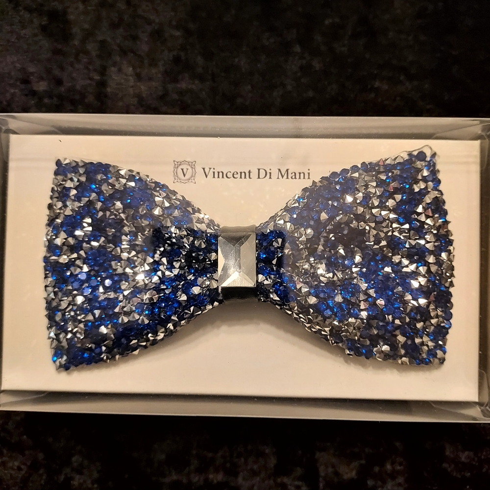 Sparkling Blue and Silver Bow Tie